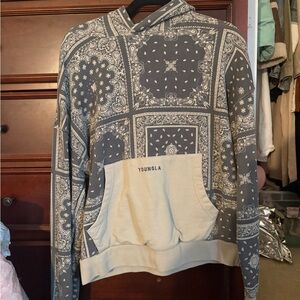 YoungLA Gray and Cream Bandana Sweater
